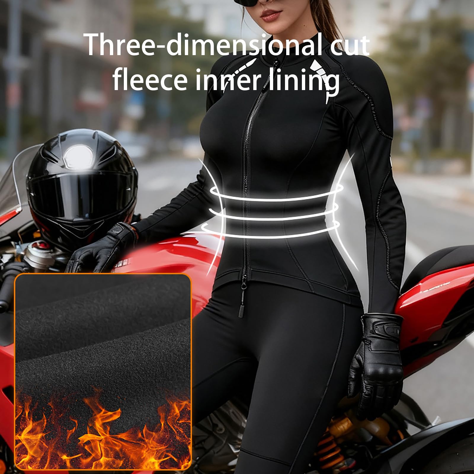 ARMAAN Maglia Protettiva Moto Donna Con Protezioni CE Omologate Strato Base Termico A Maniche Lunghe Riflettente Per Turismo In Moto Pendolarismo Ciclismo Attività Outdoor,Black-S