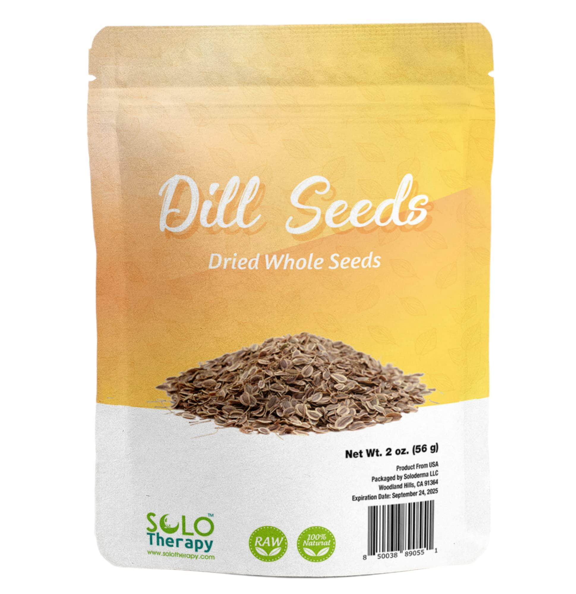 Dill Seeds 2 oz. Dill Dried Whole Seeds for pickling, soups, vegetables, Salads, Pasta, Resealable Bag