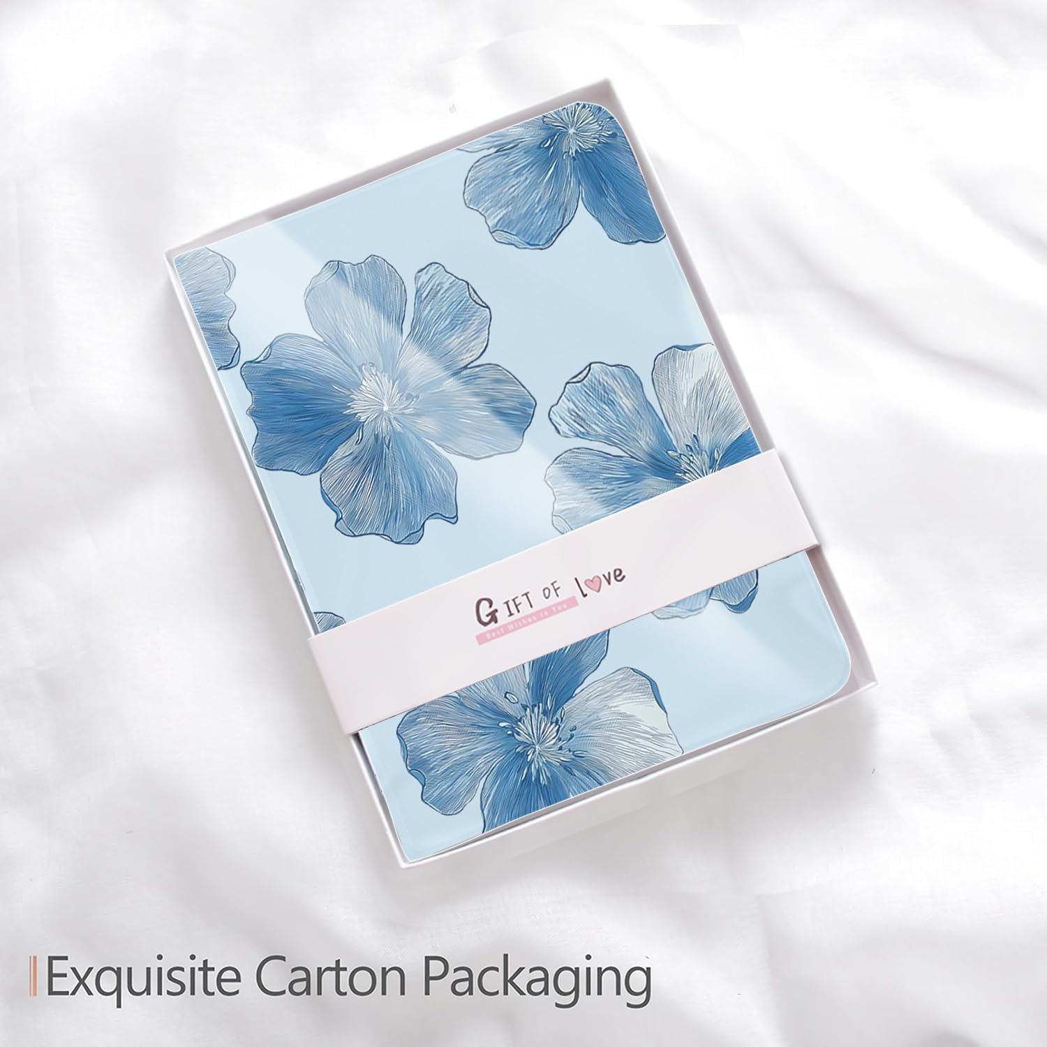 Cute Flower Floral for iPad (A16) Case 11th/10th Generation 11''/10.9'' 2025/2022 with Pencil Holder, Auto Sleep/Wake and Multiple Viewing Angles, Blue Leather Soft TPU Back Cover