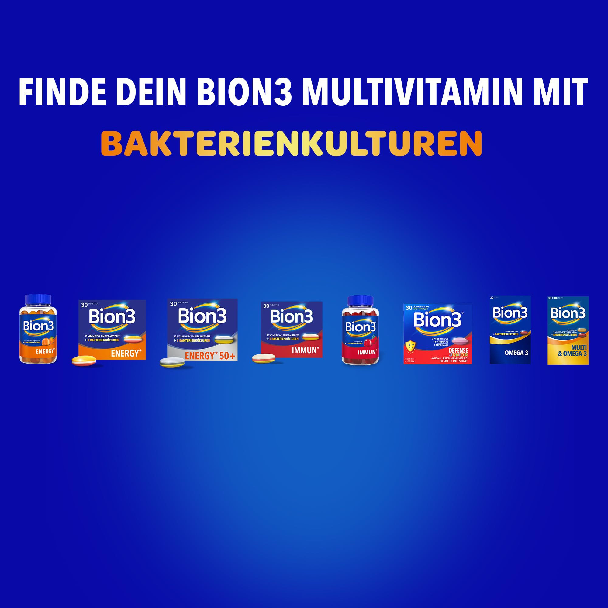 Bion3 Immun(1) Tabletten, Multivitamin Nahrungsergänzungsmittel zur Immun-Unterstützung(1) mit Vitamin C, Vitamin D, Zink & Eisen, sowie Bakterienkulturen, 90 Tabletten, 1-Monatsvorrat