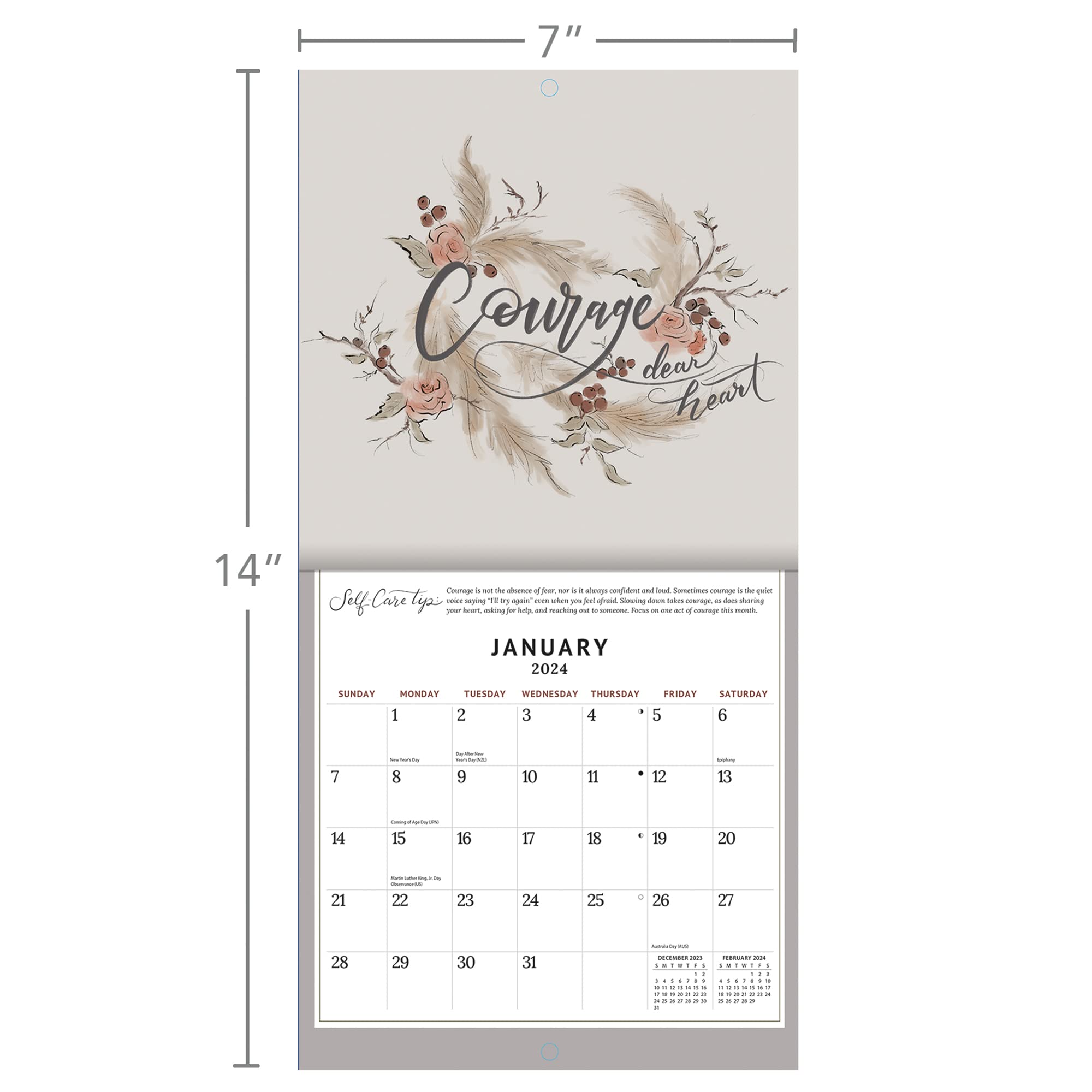 LANG Be Gentle With Yourself 2024 Mini-Wandkalender Monatskalender (24991079270)
