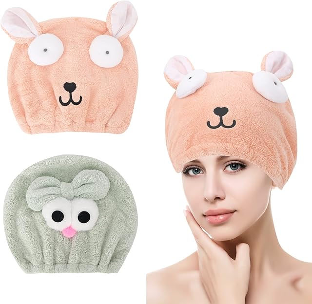 Jodsen 2 Pcs Hair Towels,Microfibre Towel,Hair Wrap Towel,Rapid Hair Drying Towels,Dry Hair Hat Women Quick Drying,Hair Cap,Super Absorbent Hair Towel Wrap,Microfibre Hair Towel Women Kids Girls