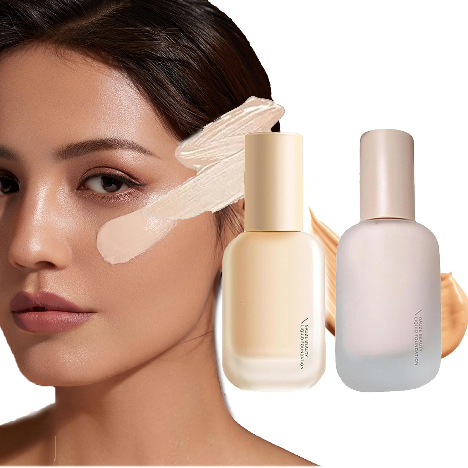 JANGOU Creamy Liquid Foundation,Light Yarn Beauty Foundation,Hydrating Waterproof and Light Long Lasting Foundation,Light Fog Makeup Holding Liquid Foundation,Light and Long-Lasting Coverage (MIX)