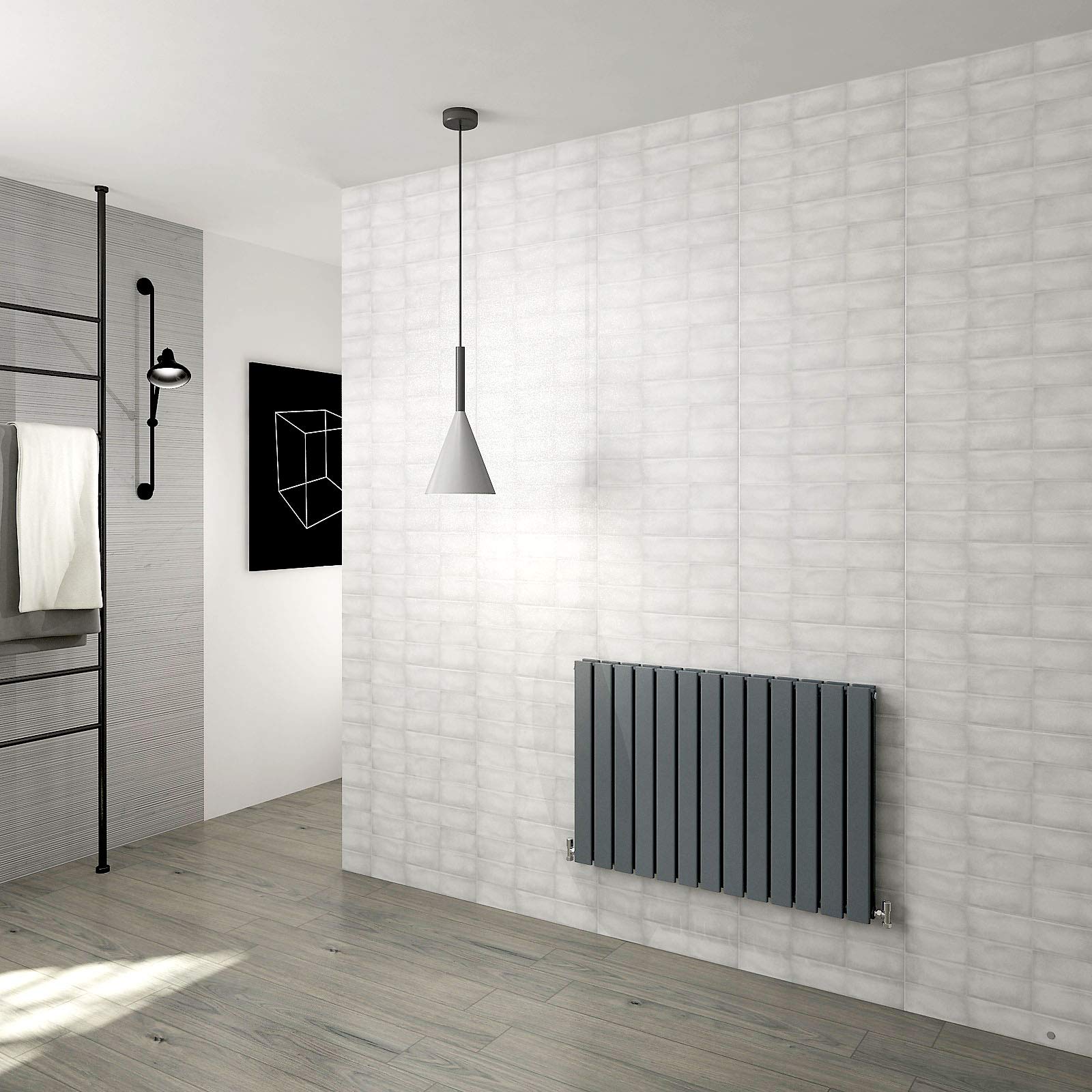Huiyang Anthracite Horizontal Flat Panel Designer Radiator Central Heating Rads Double 600X884mm