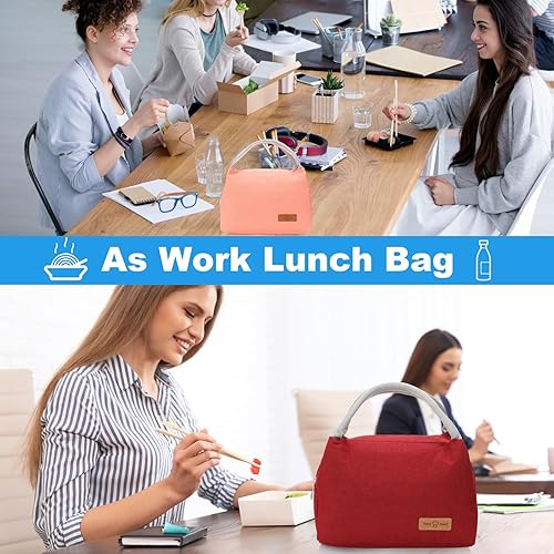 Miniatura 7 de Silkfly 10 bolsas de almuerzo aisladas a granel de 10.6 x 6.3 x 7.5 pulgadas, bolsas térmicas reutilizables para el almuerzo para mujeres, bolsa de