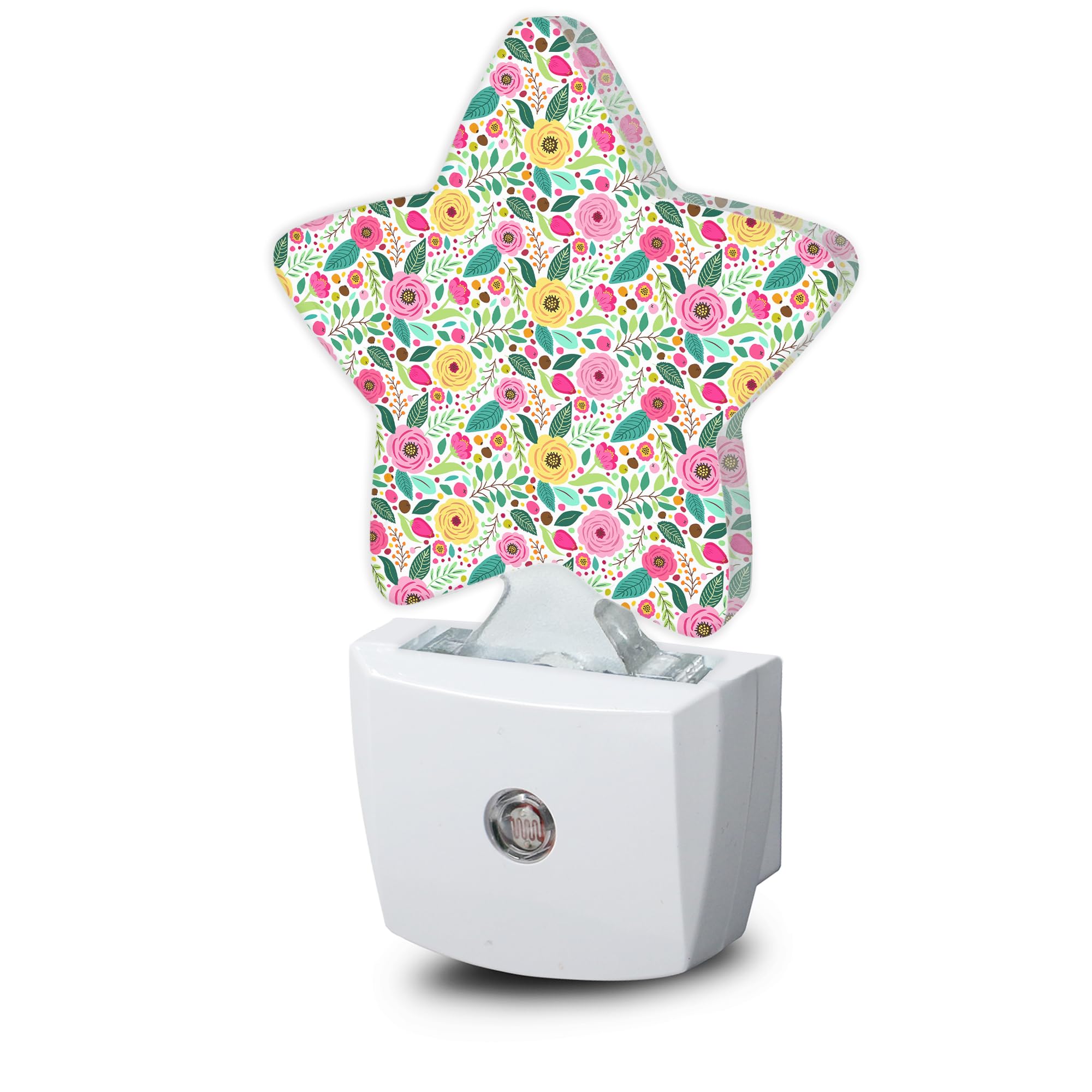 Losthll Retro Flowers Plug-in Night Light with Dusk-to-Dawn Sensor for Bedroom Bathroom and Living Room Sleep Friendly lamp