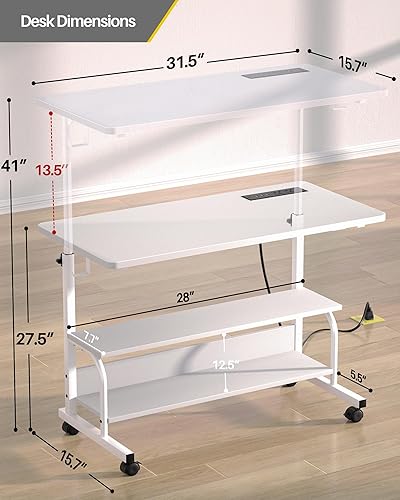 Miniatura 3 de Armocity Escritorio de Pie Ajustable en Altura con Tomas de Corriente, Escritorio Manual de Pie de 32" con Estantes de Almacenamiento Escritorios