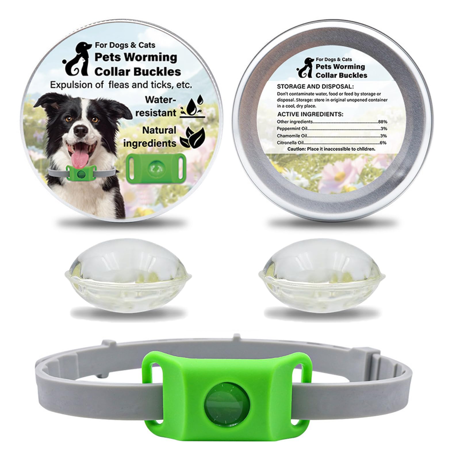 Aquality Pets Natural Pesticide Collar, AqualityPets Anti-Parasitic Collar for Dogs, Protects Against Fleas and Ticks (Green) - 1