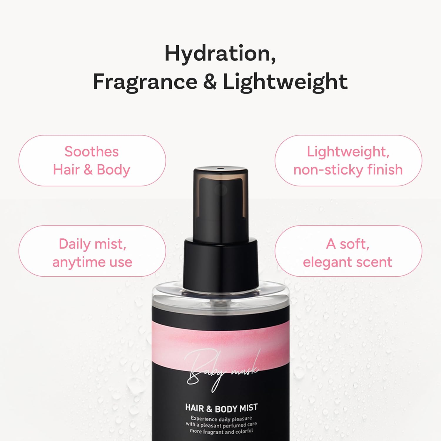 Perfumed Hair Mist for Women – Castor Oil for Shine & Long-Lasting Scent, Clean Hair Perfume & Body Mist – Botanical Waters & 17 Amino Acids, Sulfate, Paraben, Silicone-Free – Baby Musk, 125ml - Image 4