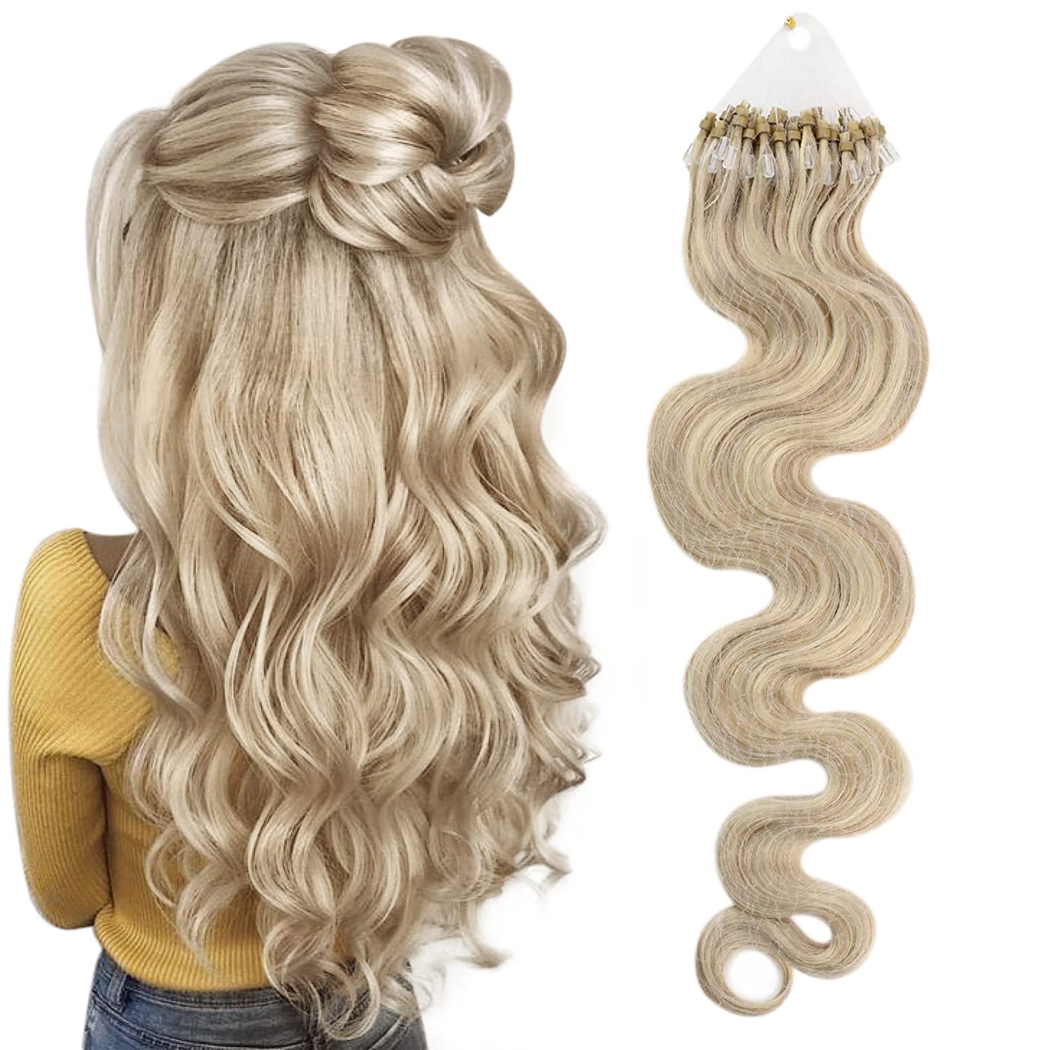 Amazon.com : Moresoo Micro Loop Hair Extensions 20 Inch Wavy Microlinks