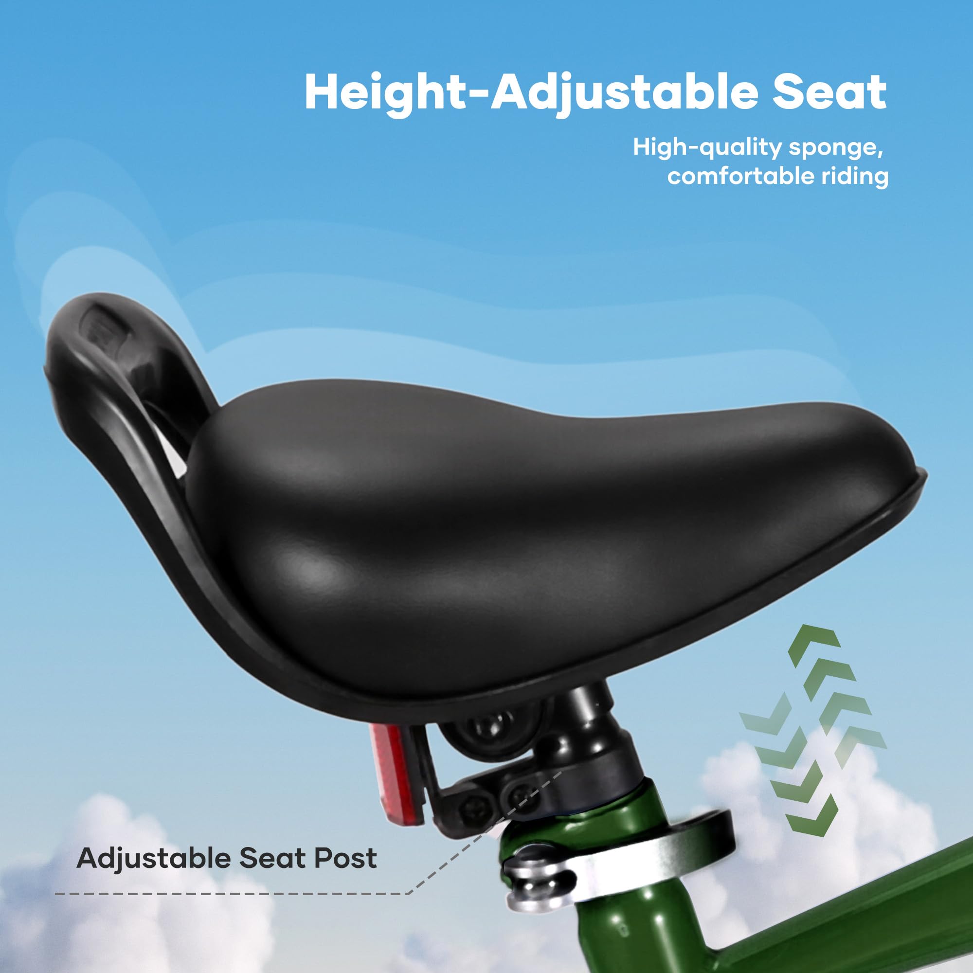 BODIOO Bicicletta per bambini 14 pollici, bicicletta per ragazzi e ragazze con ruote di supporto, telaio stabile, sedile regolabile, freno a mano e freno a contropedale, adatta per conducenti da 94 a