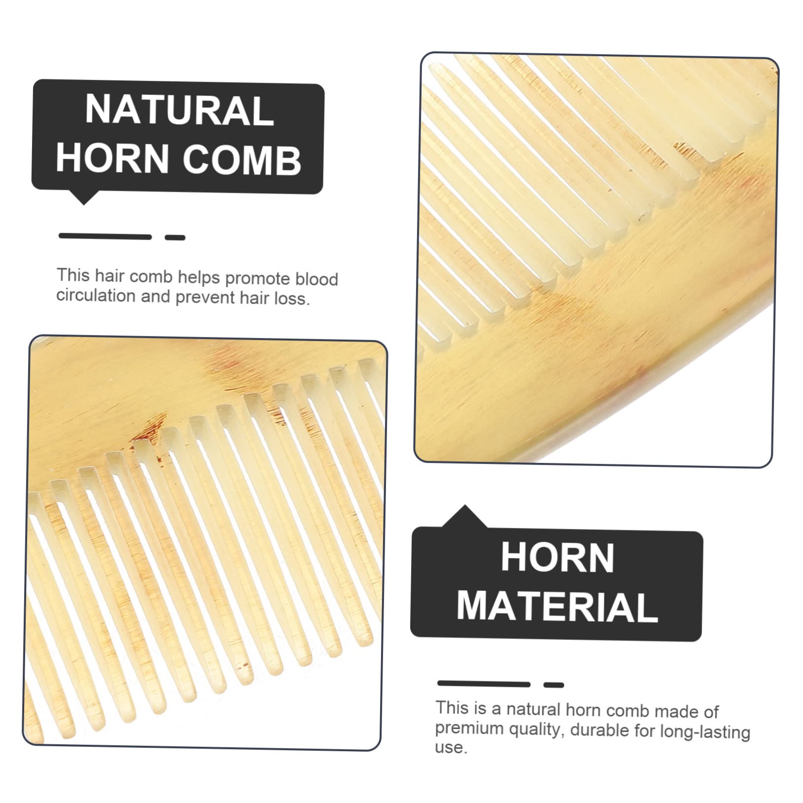 Didiseaon Peine de Cuerno Antiestático para Mujeres y Niñas Herramienta Pequeña Cuidado del Cabello Barba Peine para Masajear el Cabelludo y Desenredar el Cabello Rizado