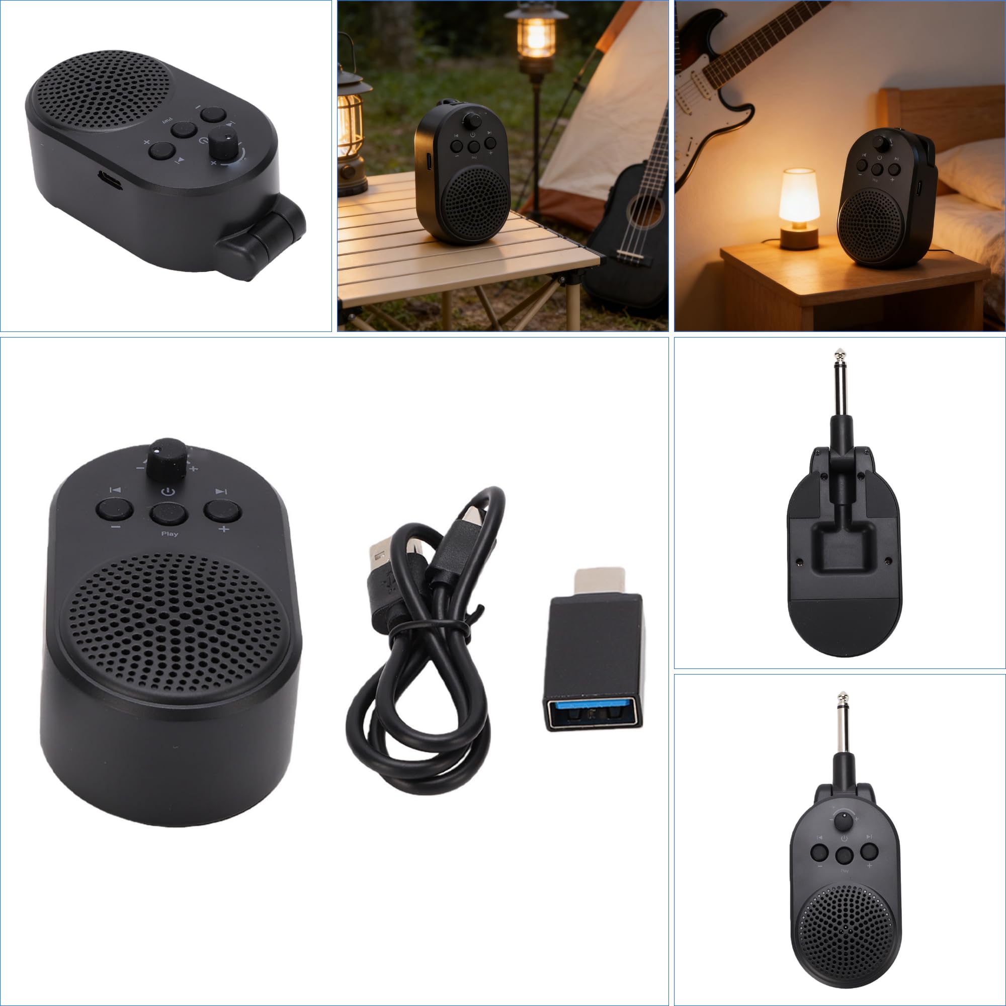Mini Amplificatore per Chitarra 5W Bluetooth 5.0 Amplificatore Portatile Plug-in USB Ricaricabile Ruotabile a 270° con Interfaccia di Ingresso Audio TRS 1/4 (6,35 mm) p