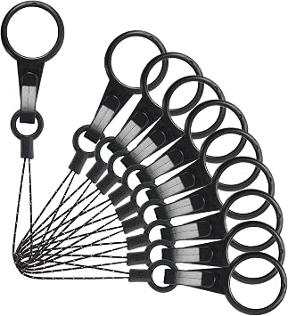 YOUOWO 10Pcs Black Lanyards Finger Ring Plastic Strap Detachable | For USB,Phone,Key