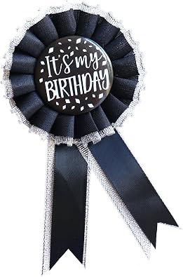 Its My Birthday Badge Pin Pink Birthday Ribbon Pin for Women and Men White &Black Happy Birthday Brooch Pins Party Decorations Gifts