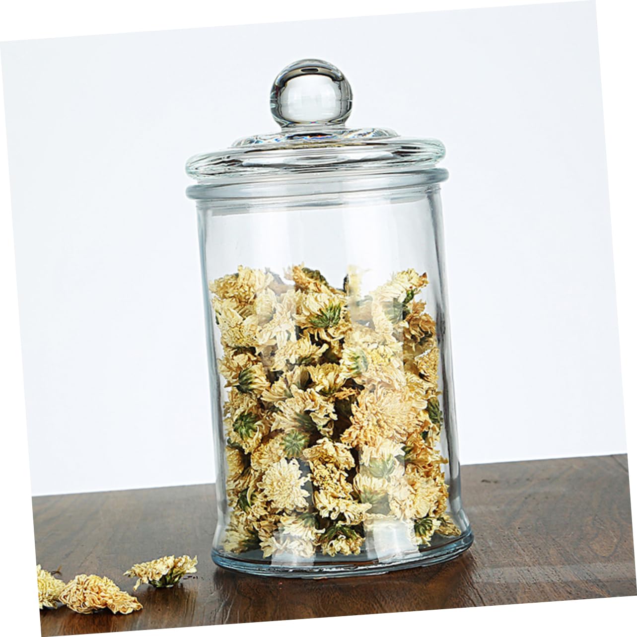 5pezzi Barattoli Ermetici in Vetro Trasparente Coperchio Sigillato Barattoli Cilindrici per Spezie Tè Frutta Secca Biscotti e Alimenti Vari per Uso Domestico e Conservazione