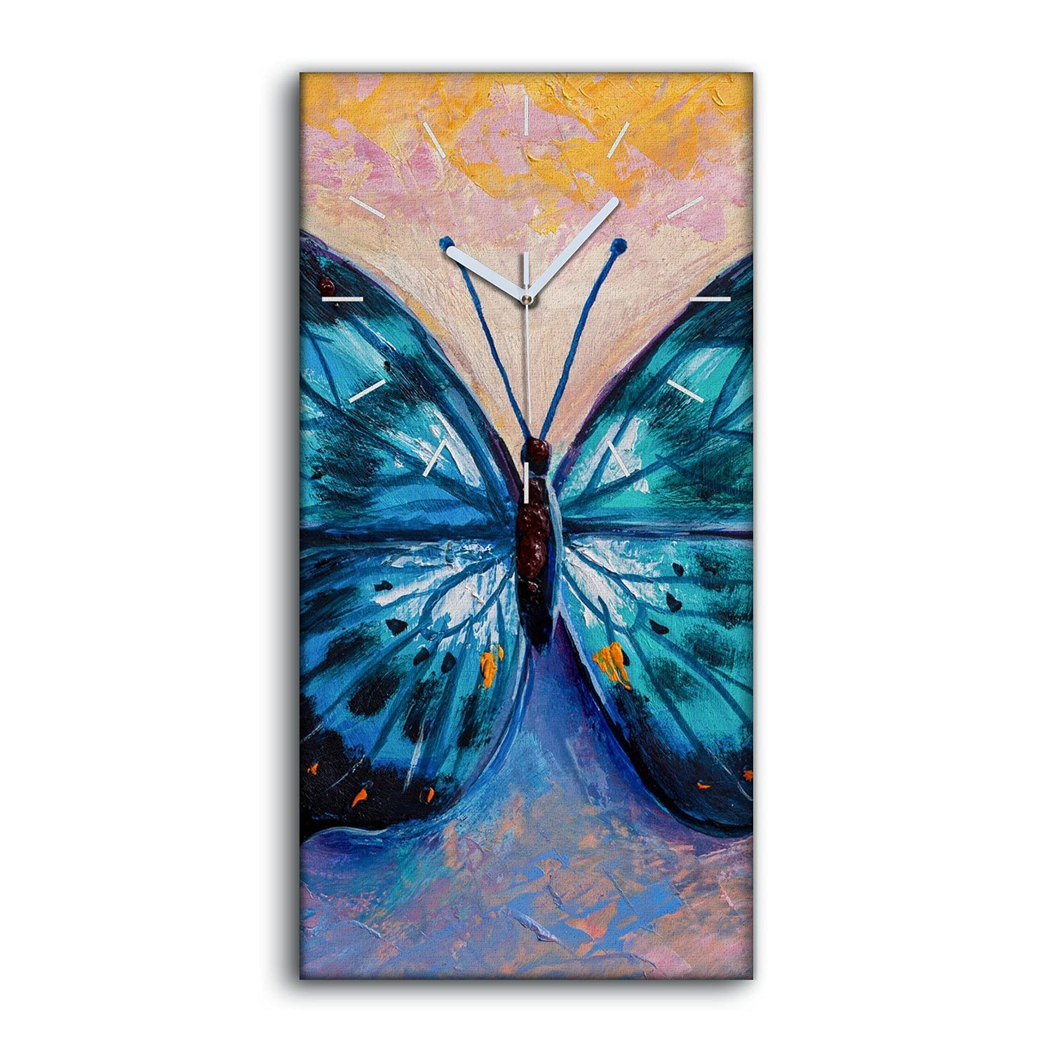 Horloge sur Toile Papillon 30x60cm pour Décoration de Salon et Chambre Moderne