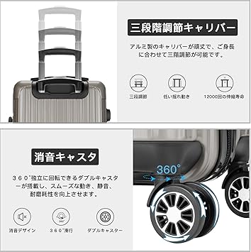 スーツケース 機内持ち込み 超軽量 大容量 静音 ダブルキャスター 360度回転 Amazon.co.jp: [VARNIC] スーツケース キャリーバッグ キャリー