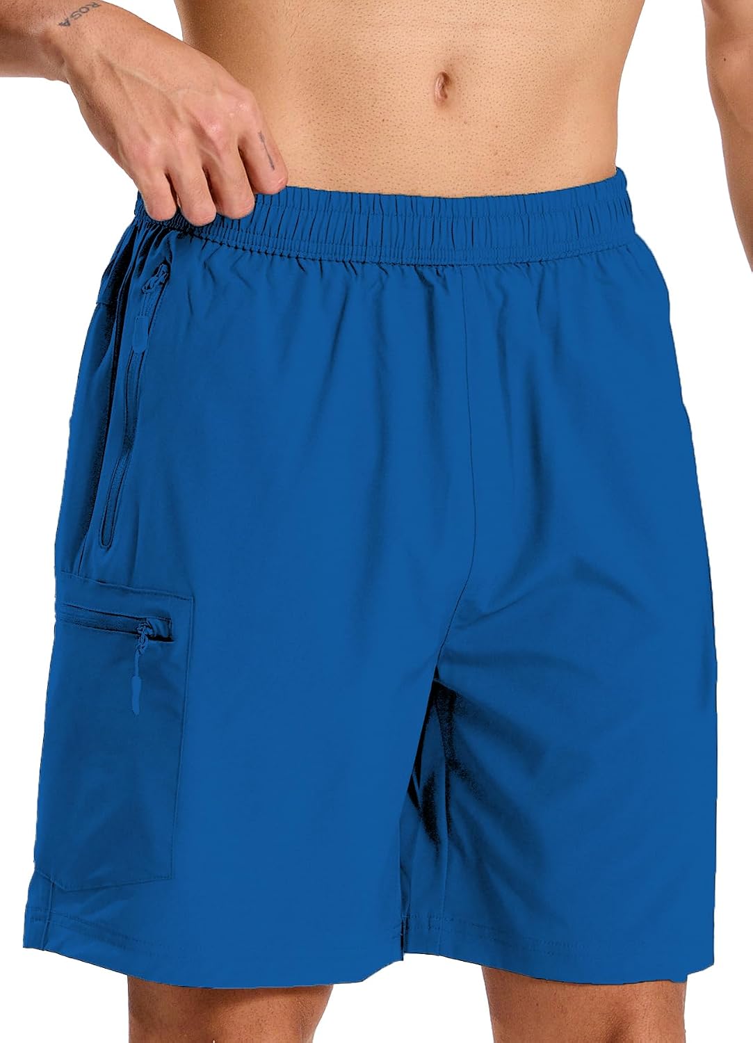 Mens Hybrid Shorts for Running Athletic Hiking Sports Workout Quick Dry Lightweight Breathable with 4 Zipper Pocket