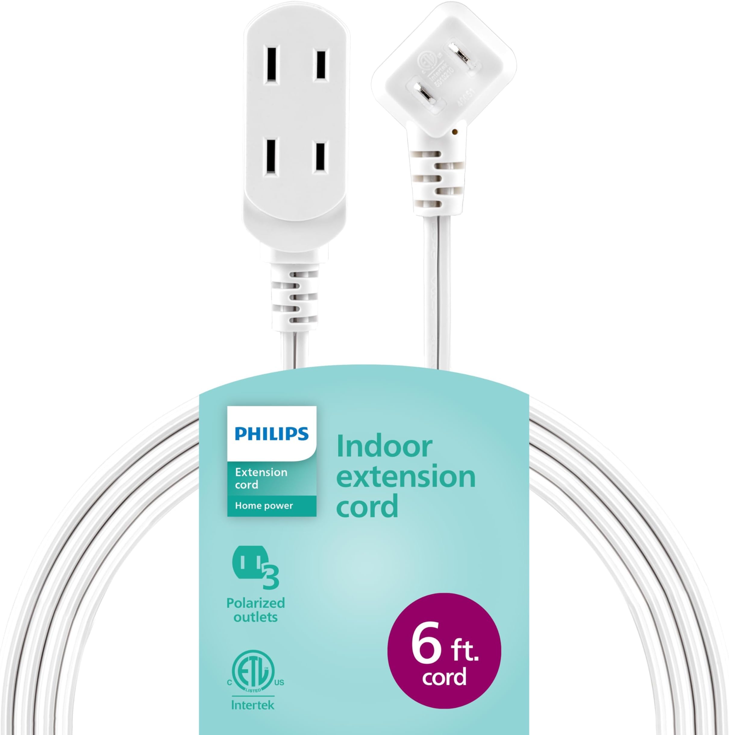 PHILIPS White / 12 Pack / 1 Pack Extension Cords