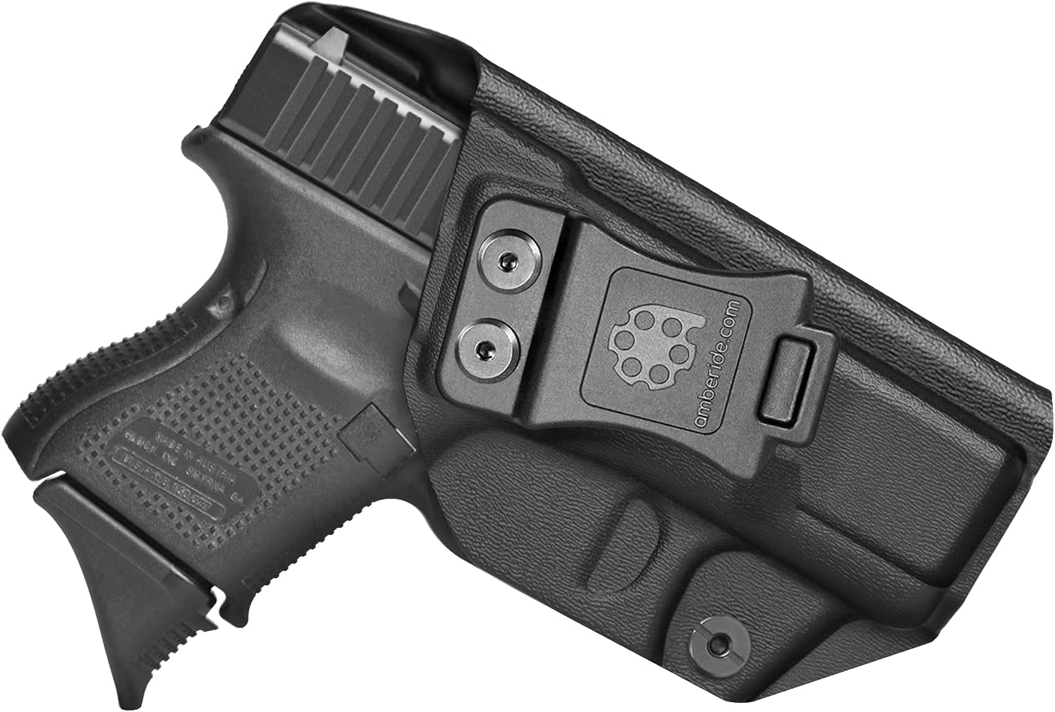 Amberide IWB KYDEX Holster Fit: Glock 26 Gen3-5 & Glock 27/33 Gen3-4 Pistol | Inside Waistband | Adjustable Cant | US KYDEX Made (Black, Left Hand Draw (IWB))