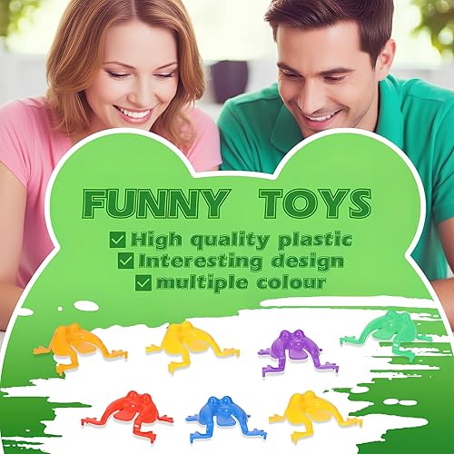 Miniatura 2 de Skylety 12 piezas de ranas saltadoras de ranas de plástico de 2 pulgadas, juguete de ranas de plástico de varios colores, juguetes de ranas