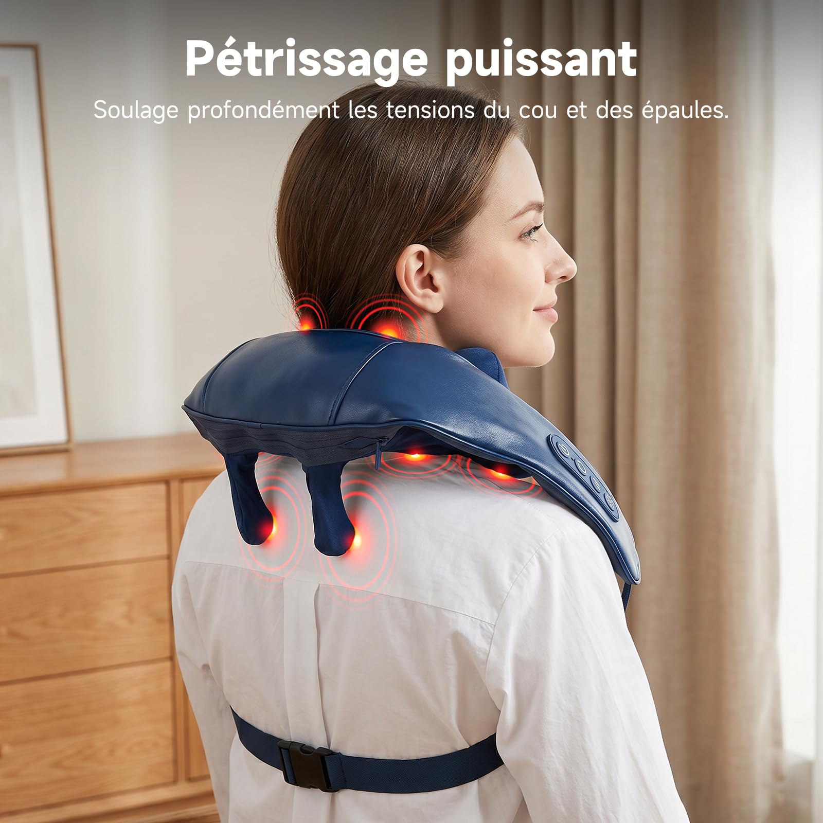 Masseur dos et cervicales électrique Shiatsu 8D, Chauffage Intelligent | Pétrissage Multidimensionnel pour Nuque, Épaules et Dos, Appareil de Massage sans Fil, Cadeau femme homme maman