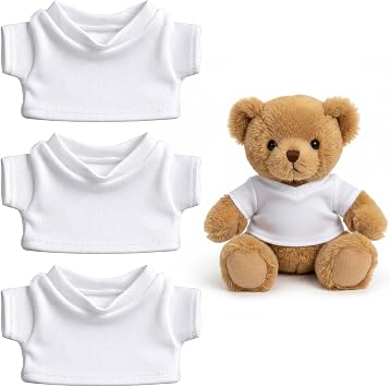 3 Pcs Stuffed Animal Shirts, White Polyester Doll Clothes Tiny Stuffed Animal Tshirt for 15cm/5.9inch Plush Toys Blank Mini Clothes