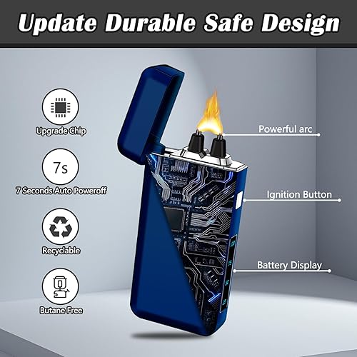 Miniatura 4 de SKRFIRE Encendedor eléctrico de arco de plasma recargable USB tipo C, resistente al viento, encendedor de vela de llama de alta potencia con