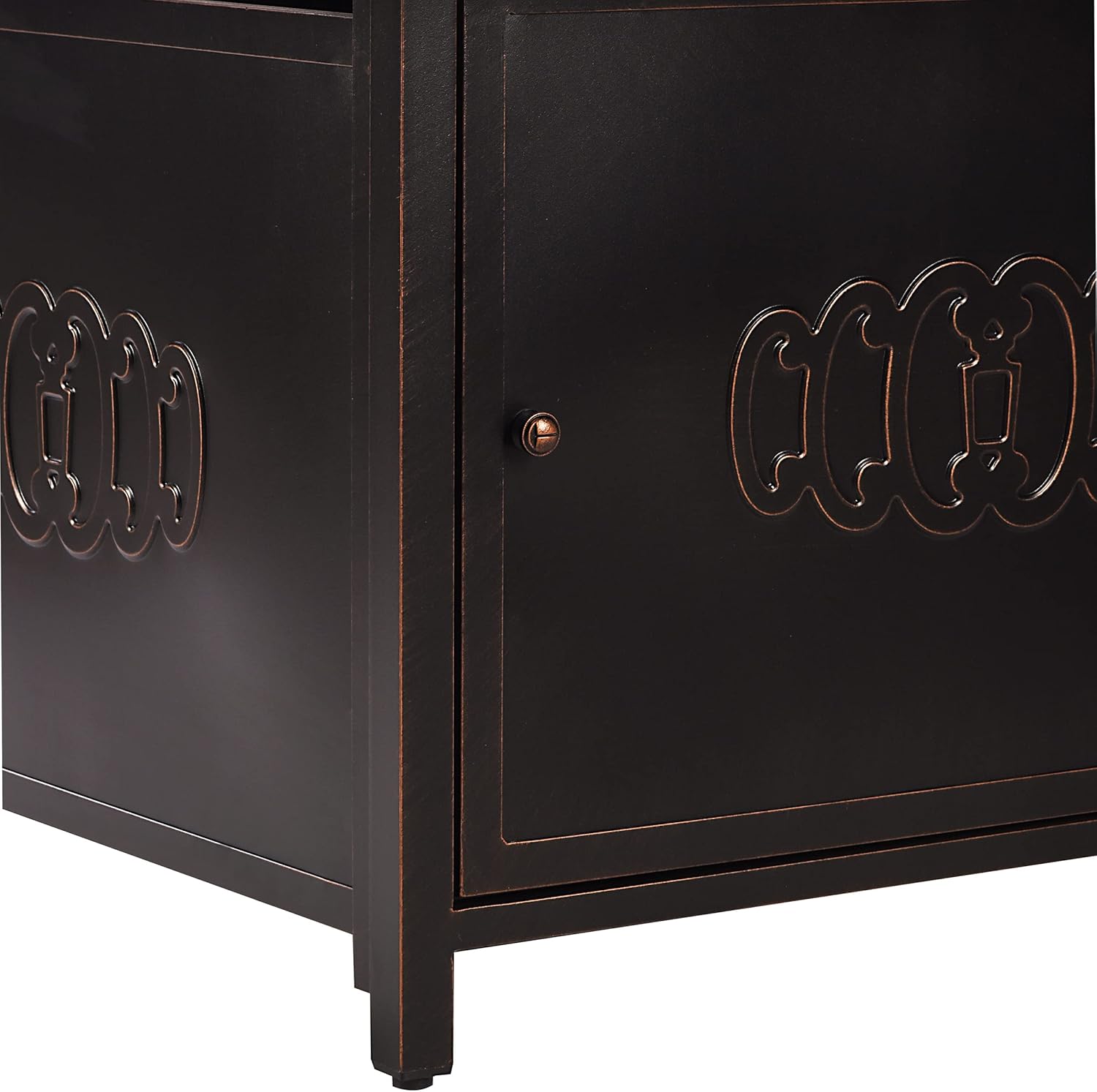 Oakland Living Aluminum 57,0000 BTU 42 in. Square Propane Black Fire Pit Table with Fire Beads, Lid, Propane Tank Cover and Table Fabric Covers in Copper Finish