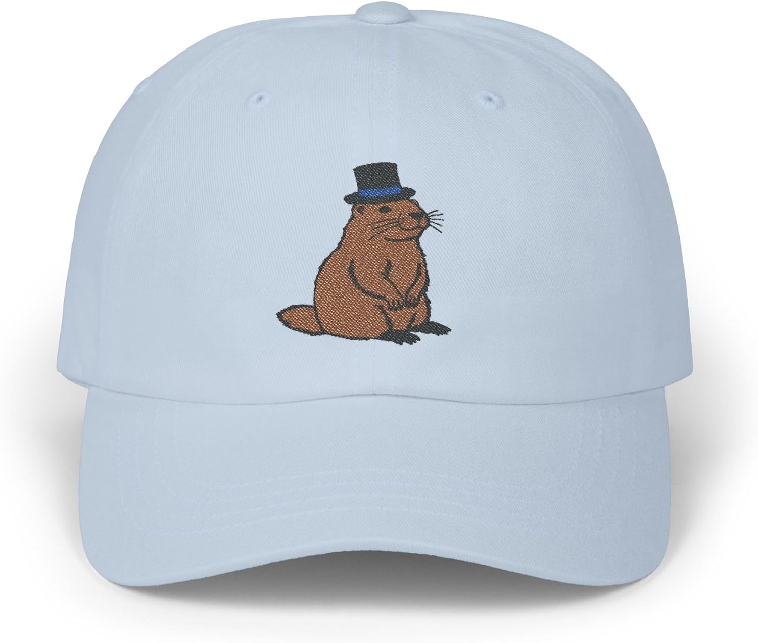 DONWILLISJRART Groundhog with Top Hat Embroidered Classic Baseball Cap, Animal Lover Gift