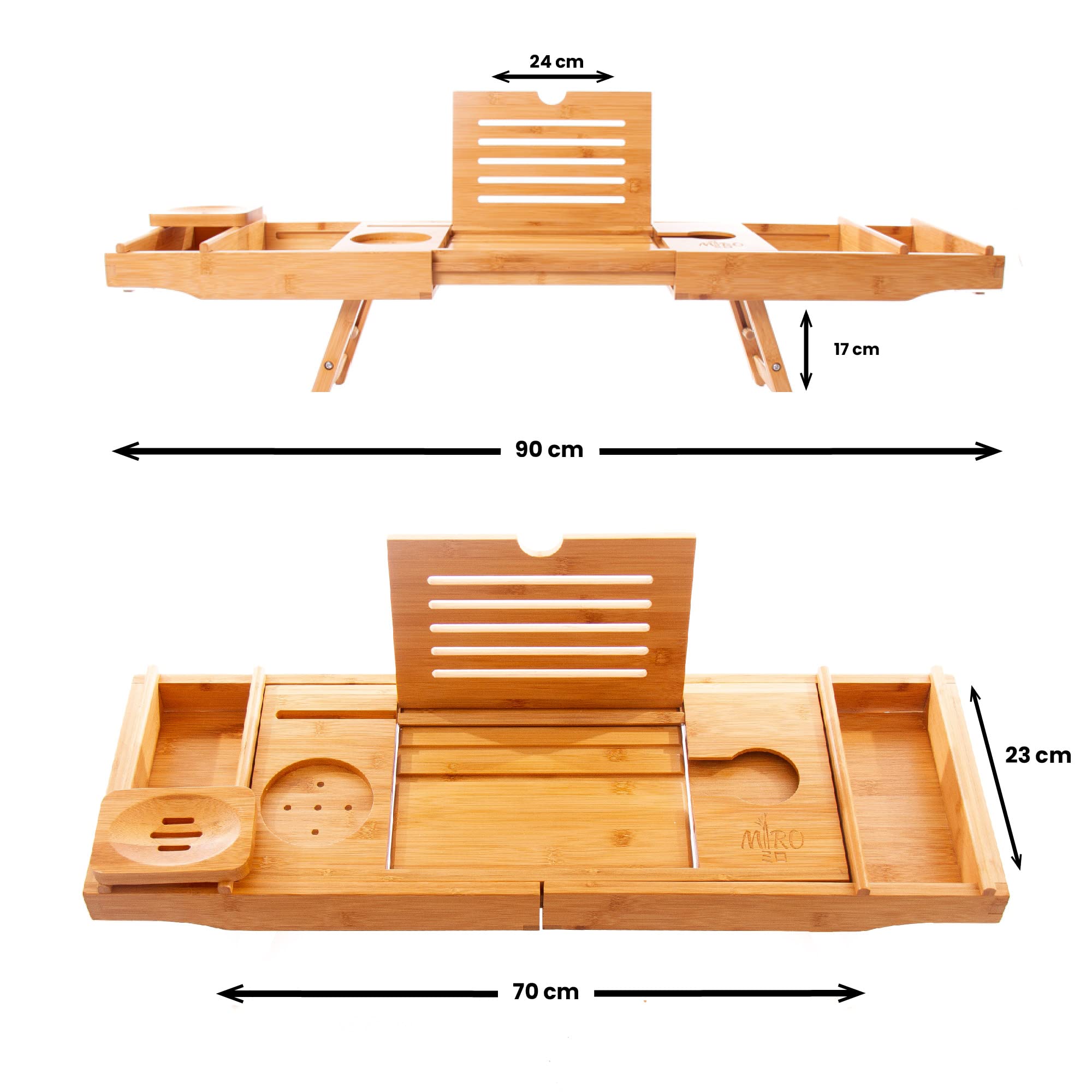 Miro Wooden Bath tray and Laptop bed desk Bath caddy tray with ipad