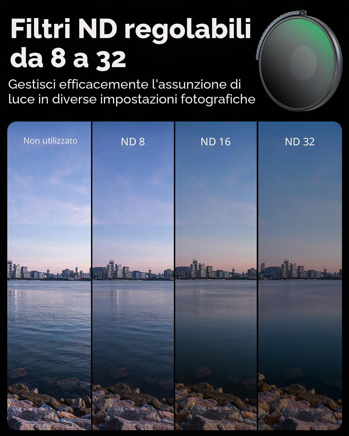 SMALLRIG Filtro CPL e VND 3-5 per DJI Osmo Action 4, che Combina ND8, ND16, ND32, CPL Fiter in uno, Filtri Polarizzatori a Densità Neutra, Accessori, Vetro Ottico HD Multistrato - 4941