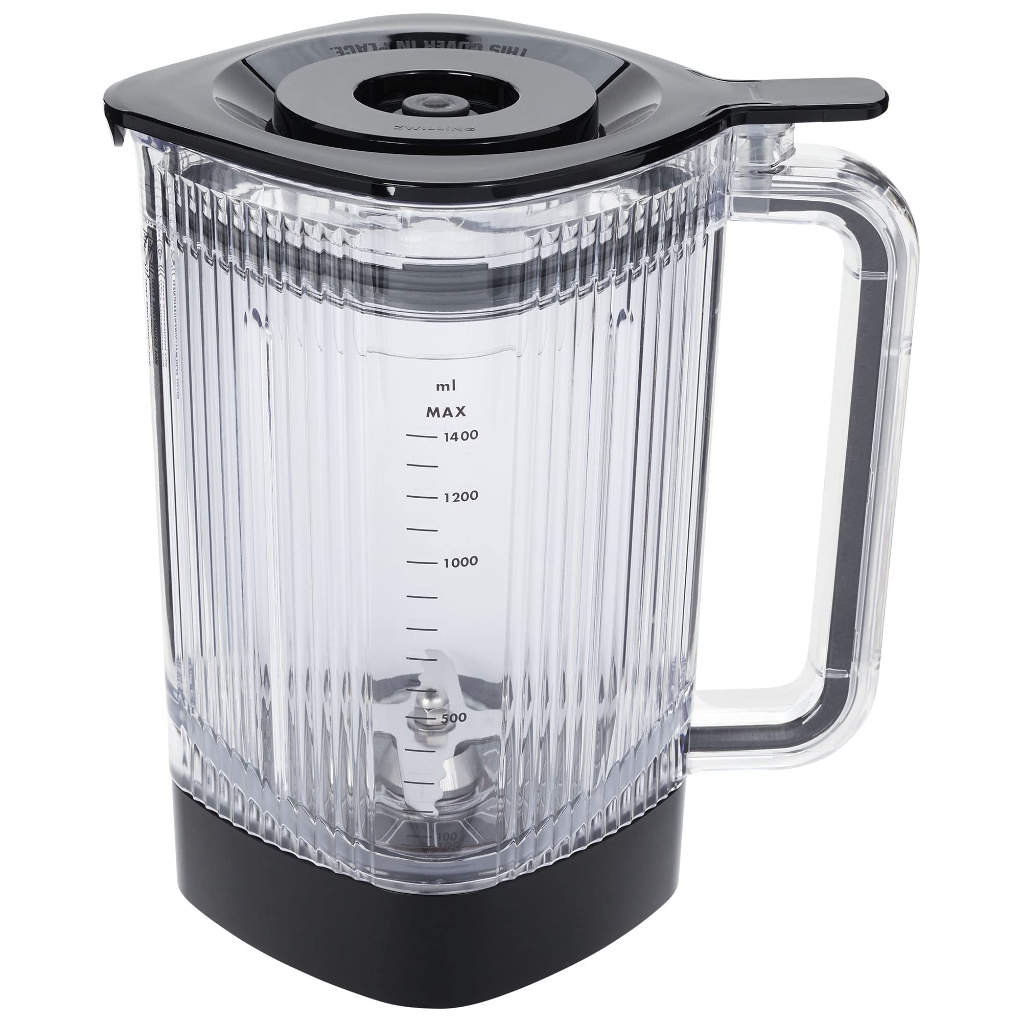 ZWILLING Enfinigy - Tarro de licuadora eléctrica de 48 onzas con cuchilla cruzada y tapa al vacío, color negro