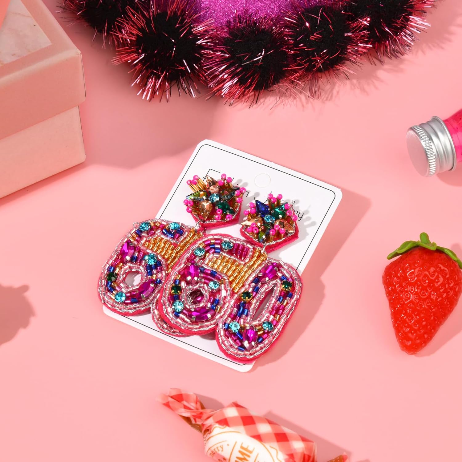 Birthday Earrings for Women, Handmade Beaded Drop Dangle Birthday Earrings for Birthday Party Celebration Outfits Jewelry Gifts for Her - Image 5