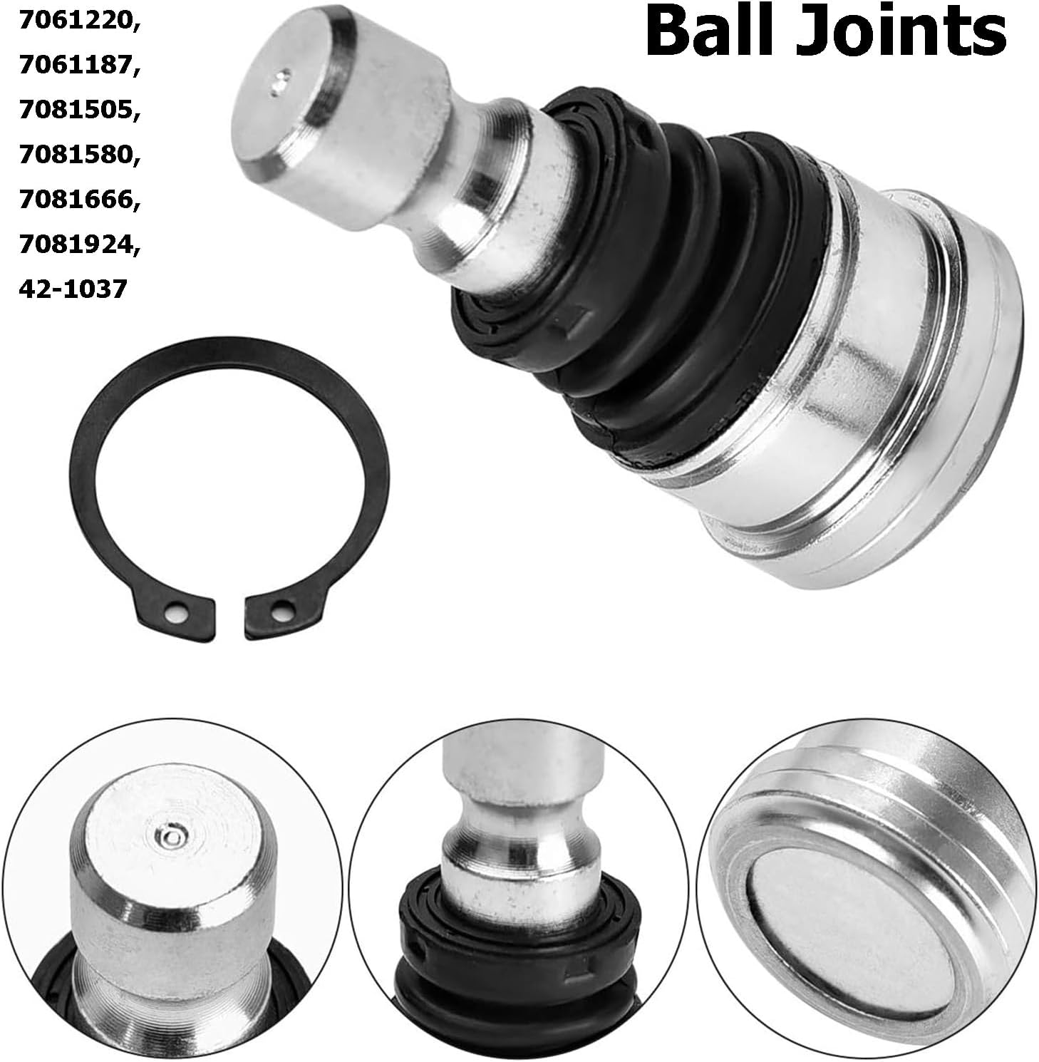Ball Joint Set for All Polaris RZR 800 570 900, 10-20 Sportsman 850,15-20 Scrambler 1000,Polaris Ranger 800 900 XP/Crew,4pcs ATV/UTV A-Arm Front Ball Joints Set Upper and Lower Replaces 7061220