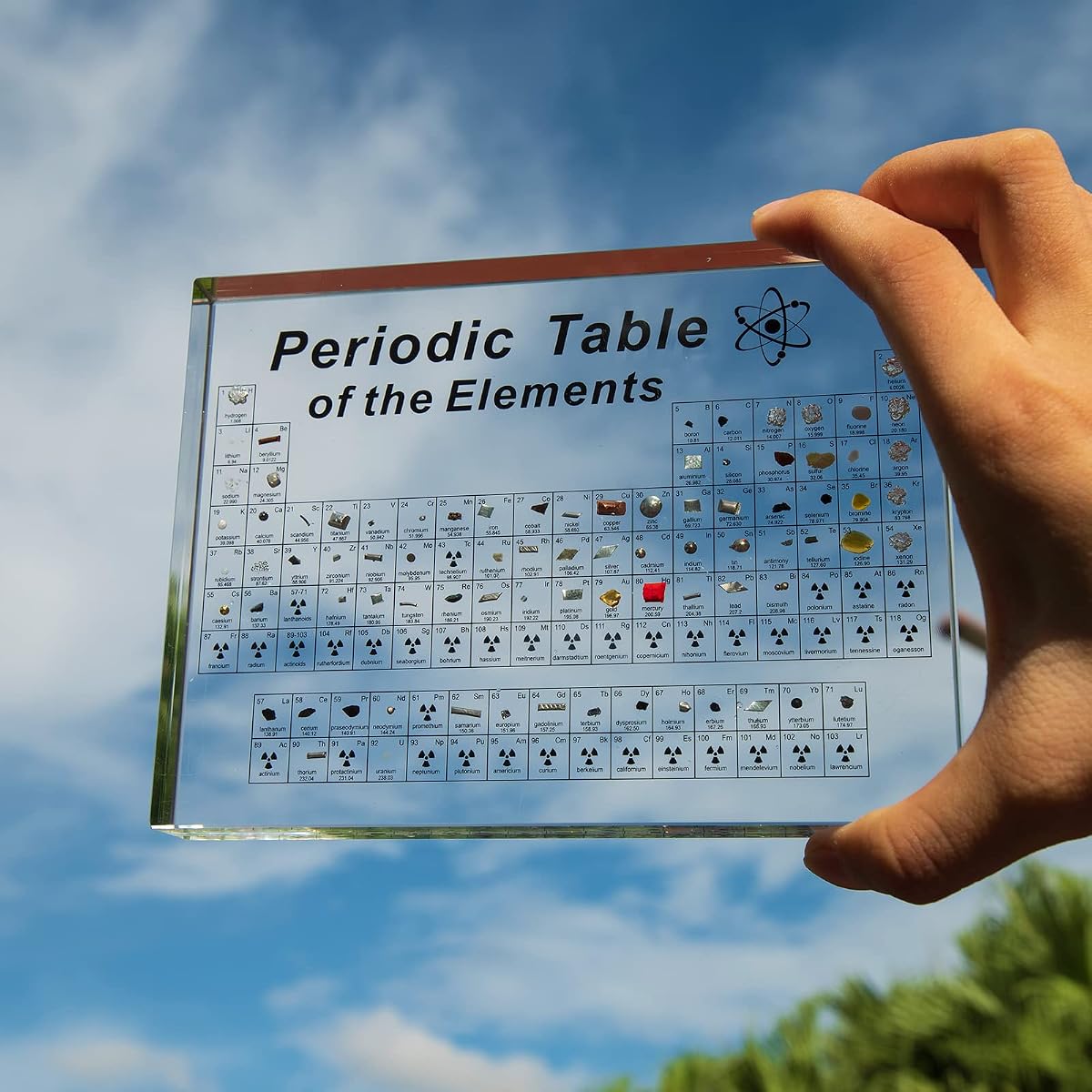 Periodic Table With Real Elements Inside - Acrylic Chemistry Gifts for Kids,