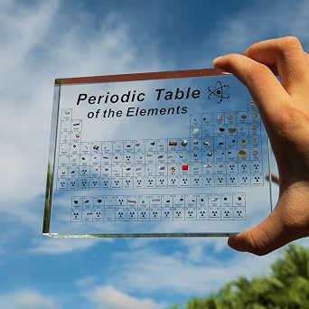 Periodic Table with Real Elements Inside, Acrylic 3D Periodic Table of Elements with Flannel Bag, Chemistry Gifts for Kids Adults Teacher
