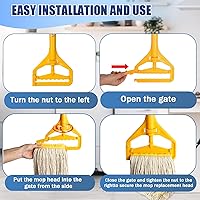 Vista 6 de Paquete de 2 trapeadores comerciales de algodón industrial de 20 onzas, cabezales de repuesto de algodón de grado industrial para el hogar