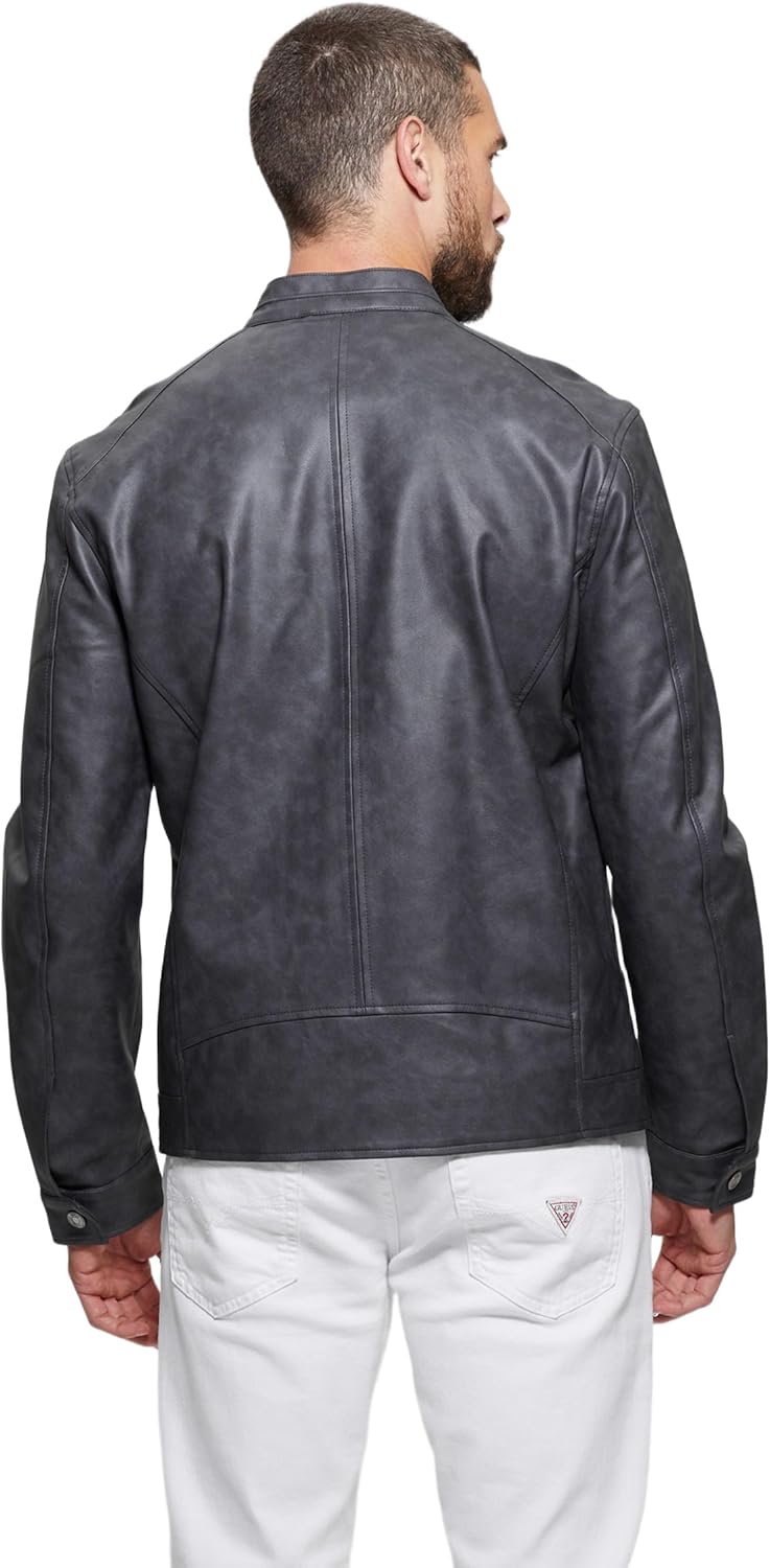 GUESS Mens Fitted Faux Leather Jacket - Image 5