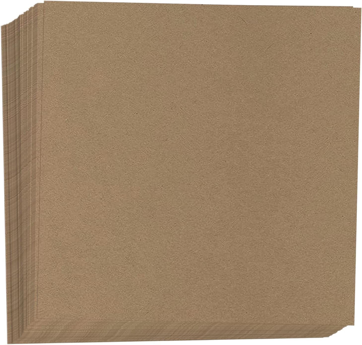 Hamilco Brown Colored Kraft Cardstock Scrapbook Paper 8x8 Heavy Weight 80 lb Cover – 100 Pack