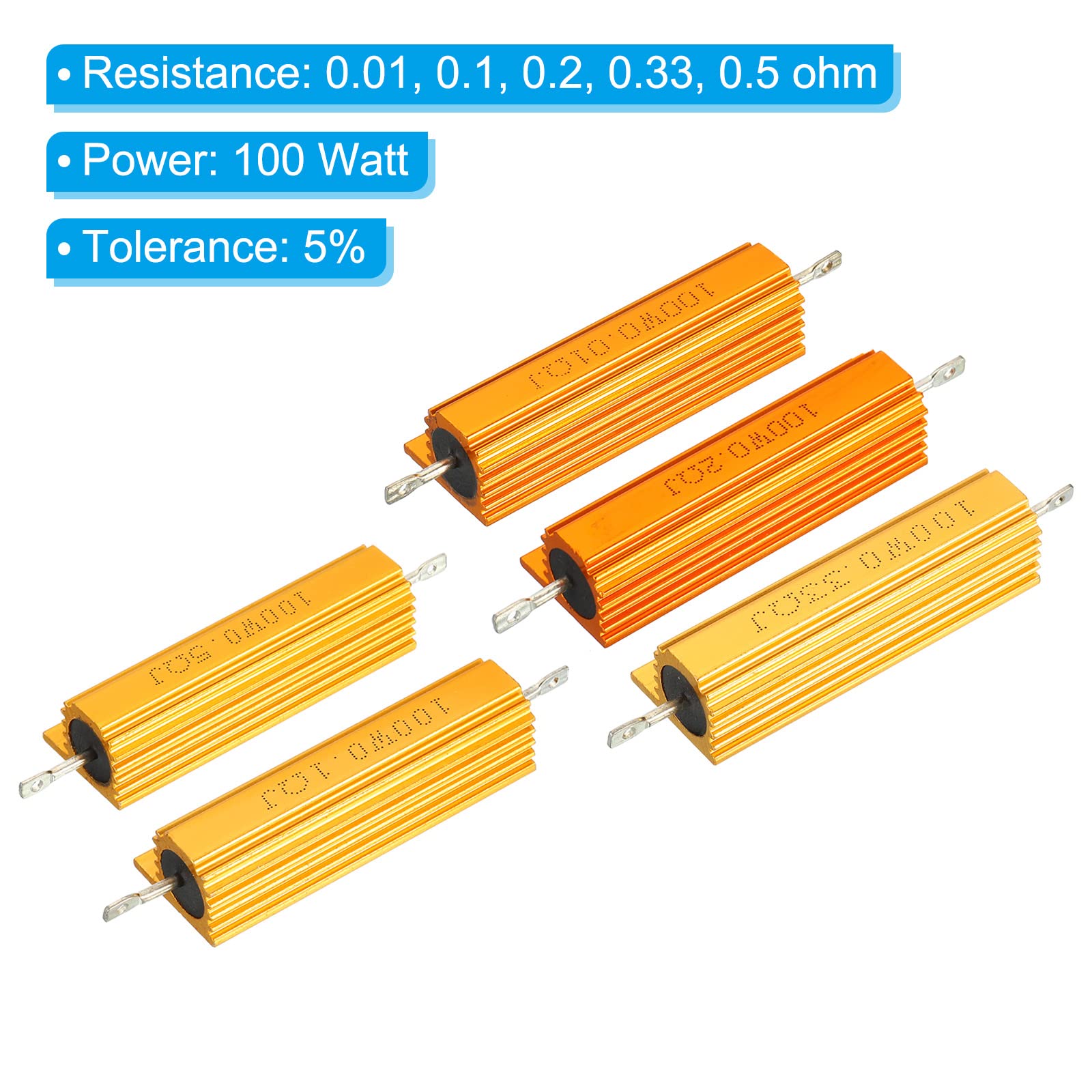2 Résistances Aluminium 100W 25 Ohm – Montage Châssis Avec Vis – Pour éclairage, Audio, Contrôle Industriel