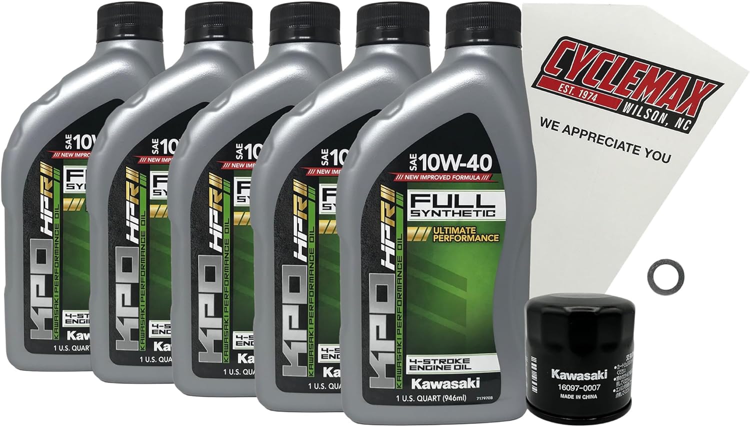 Cyclemax Full Synthetic Oil Change Kit compatible with 2024 Kawasaki RIDGE