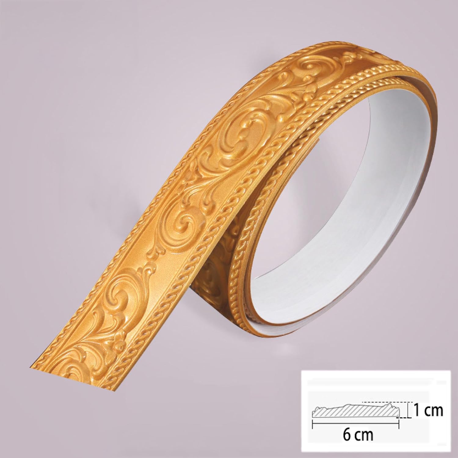Peel and Stick Wallpaper Border Self-Adhesive Wall Border Sticker Home Ceiling Decorative Border for Bathroom Living Room Kitchen 2-Gold 6 x 300 cm