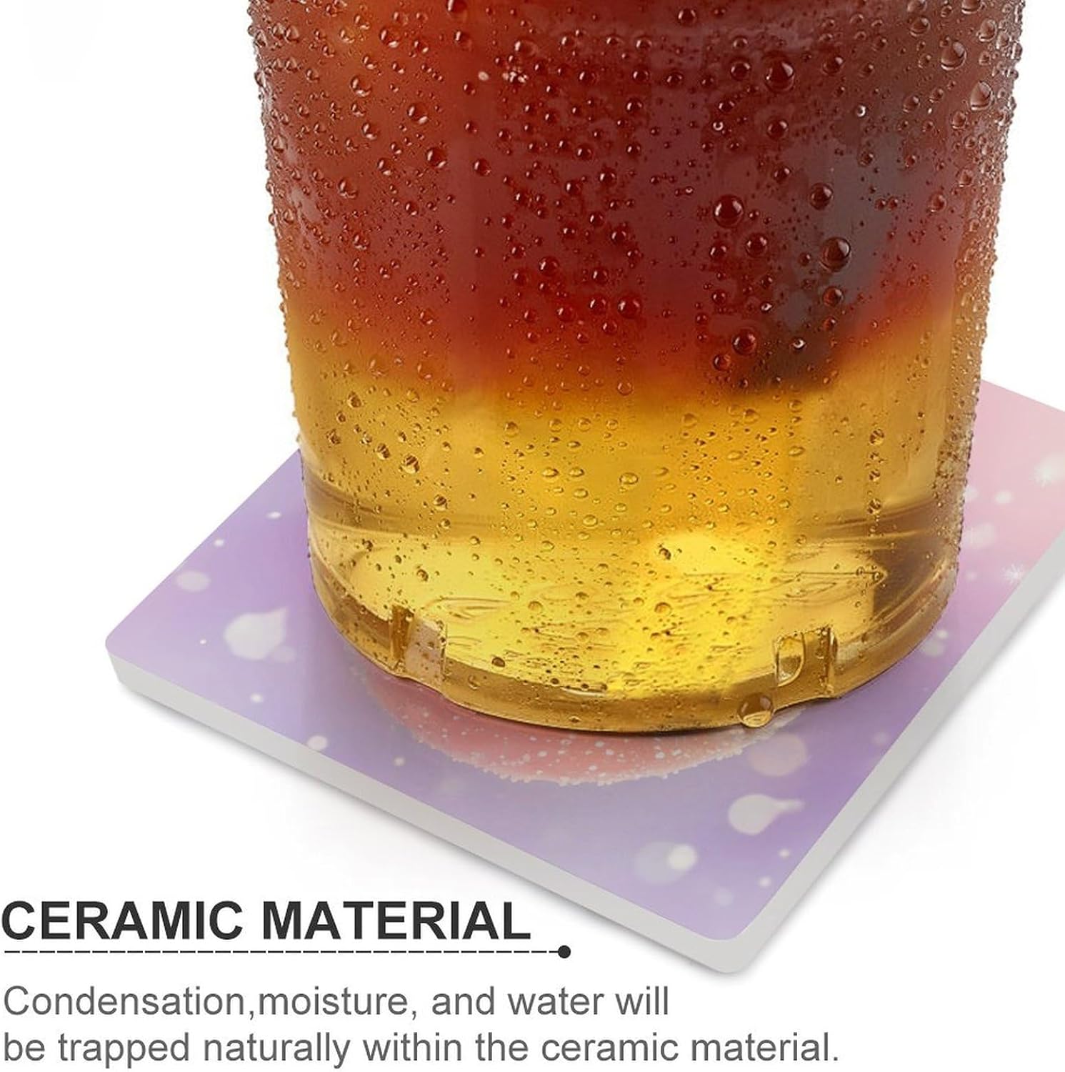 Peach Fruit Ceramic Coasters Set Square Drink Coasters Table Coaster for Kitchen Desktop Decor