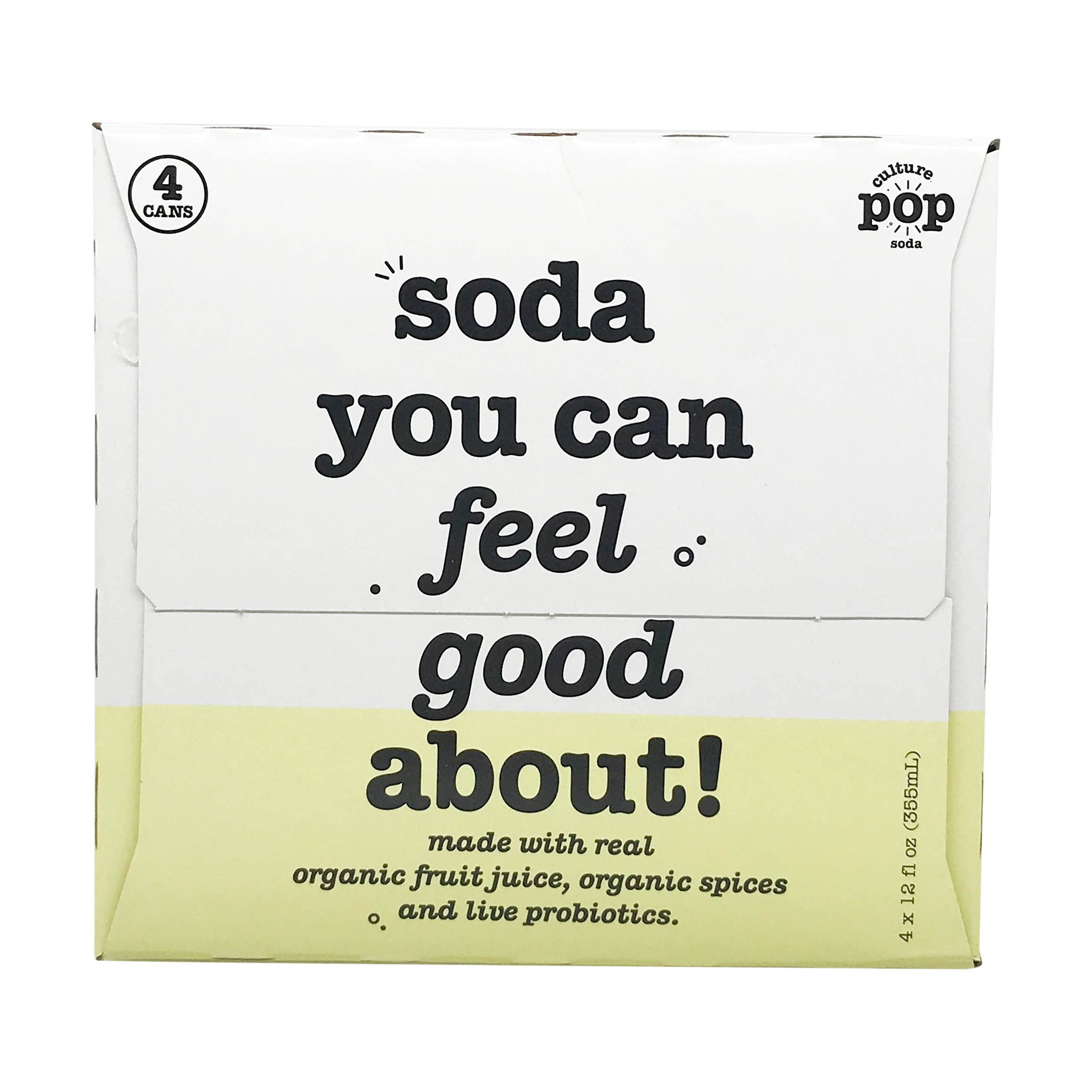Culture Pop Soda, Soda Ginger Lemon Turmeric, 12 Fl Oz, 4 Pack