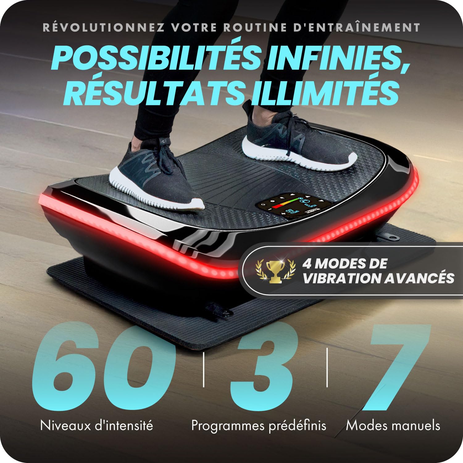 Bluefin Fitness Plateforme Vibrante Oscillante 4D Triples Moteurs Silencieux