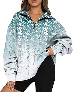 Hoodies For Women UK Casual Fashion 2023, Long Sleeve Floral Print Pullover Hoodie, V Neck Zip Up Women'S Hoodies, Oversize Knitted Sweatshirt Womens Fall/Winter Daily Ladies Tops Multicolour S-3XL