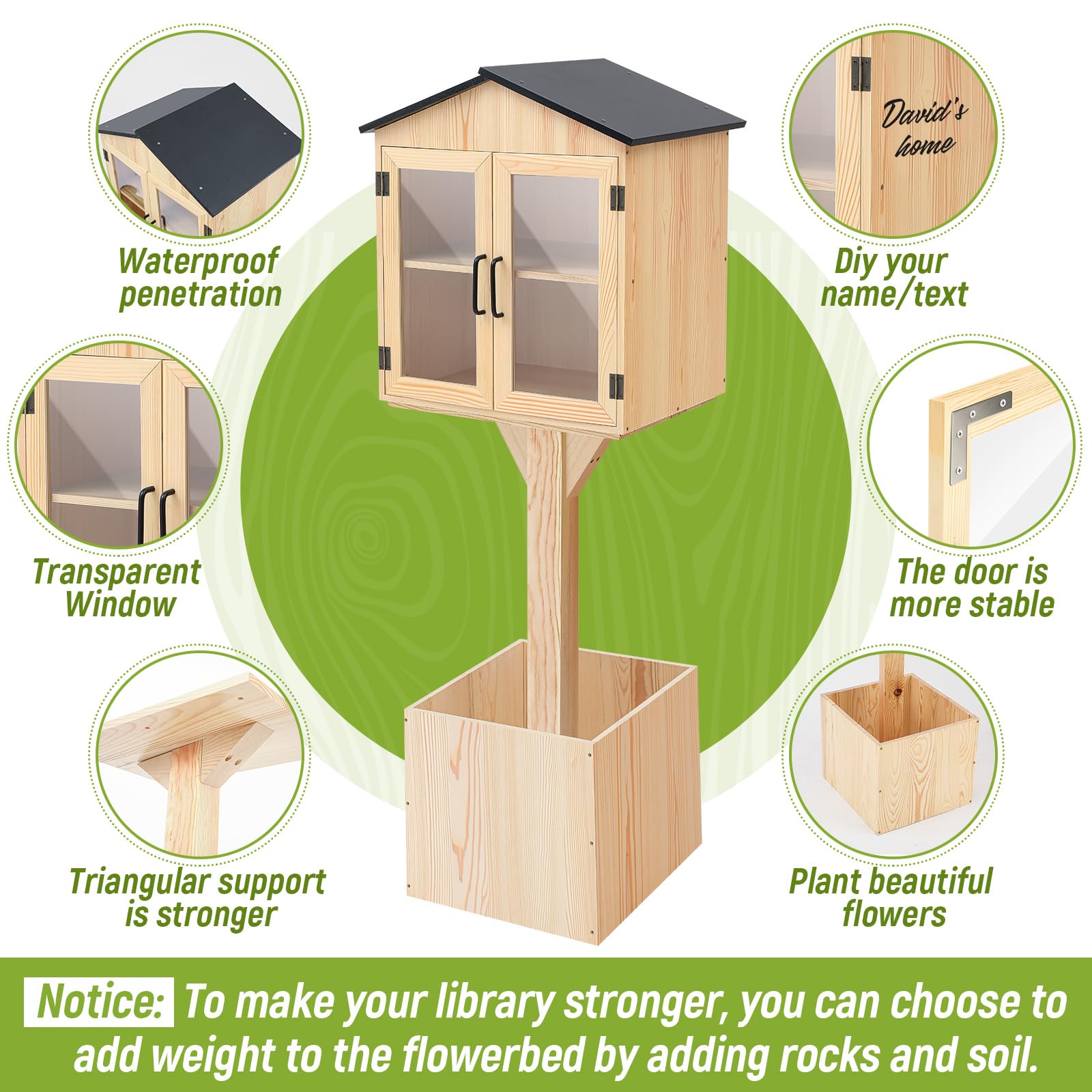 Outdoor Book Library Box - Wooden Exchange Kit -3 Outdoor Book Library Box - Wooden Exchange Kit -3