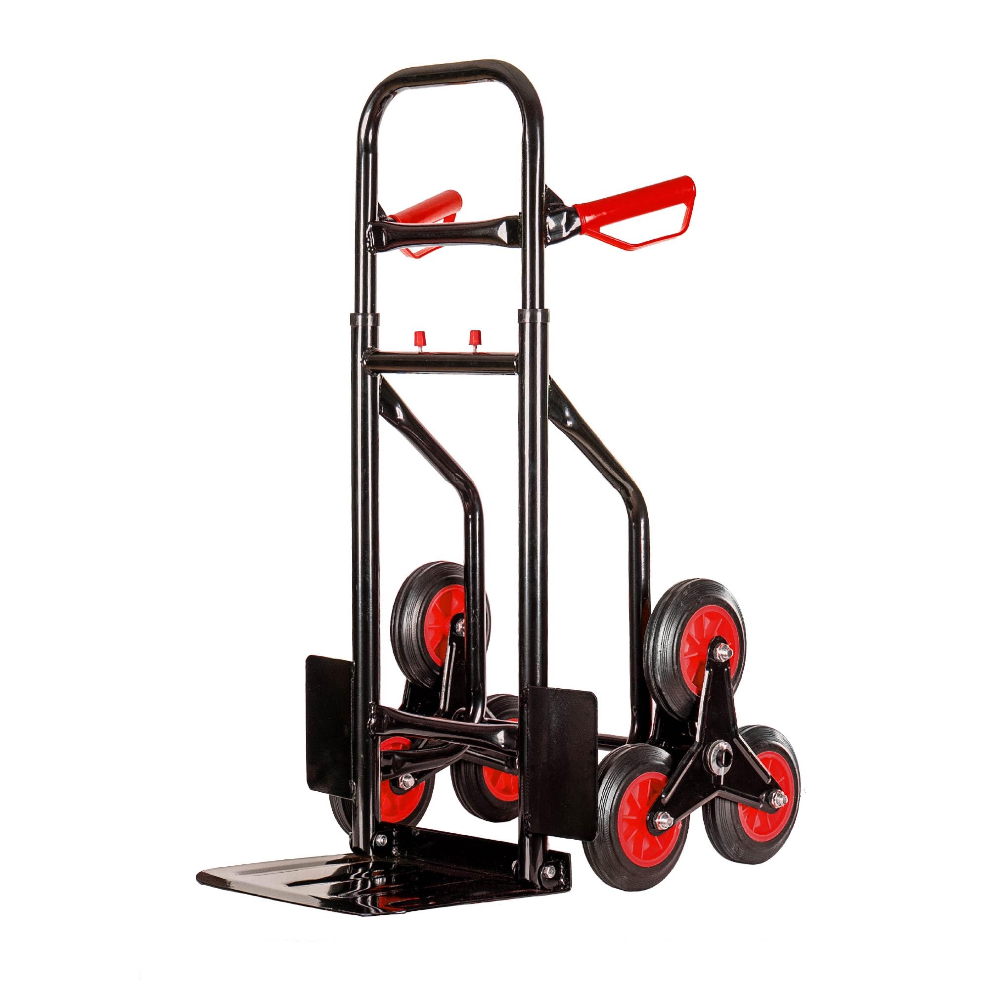 IlGruppone Carrello Portapacchi per Scale Pieghevole con 6 Ruote in Gomma Portatutto capacità Carico 150 kg Altezza Regolabile - Rosso